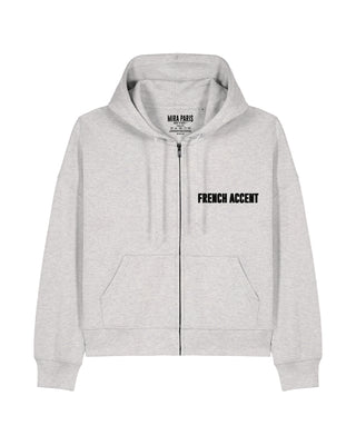 Cropped Hoodie à Zip Brodé "French Accent"