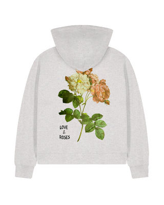 Cropped Hoodie à Zip Brodé "Love & Roses"