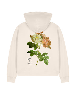 Cropped Hoodie à Zip Brodé "Love & Roses"