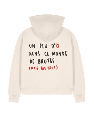 Cropped Hoodie à Zip Brodé "Brute"