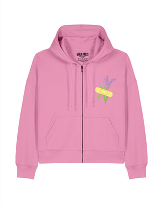 Cropped Hoodie à Zip Brodé "Bandage"