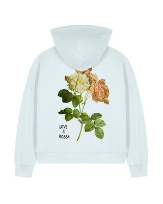 Cropped Hoodie à Zip Brodé "Love & Roses"