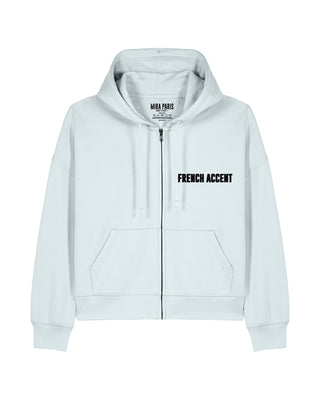 Cropped Hoodie à Zip Brodé "French Accent"