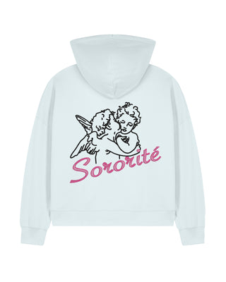 Cropped Hoodie à Zip Brodé "Sororité"