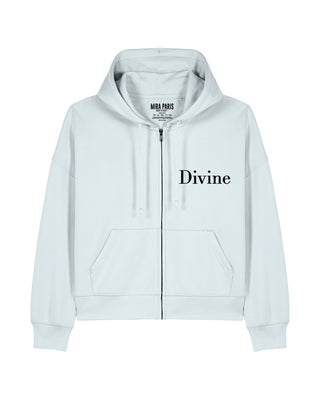 Cropped Hoodie à Zip Brodé "Divine"