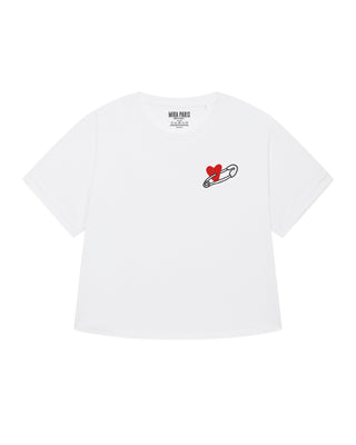 T-shirt Oversize Brodé "Coeur Pins"