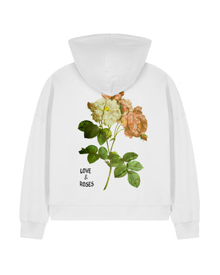 Cropped Hoodie à Zip Brodé "Love & Roses"