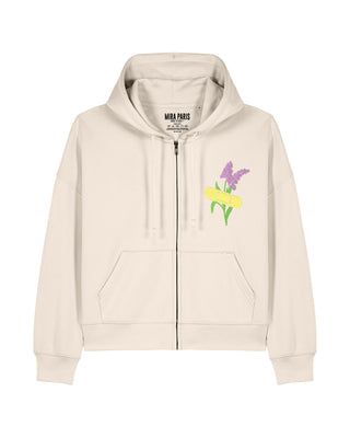 Cropped Hoodie à Zip Brodé "Bandage"