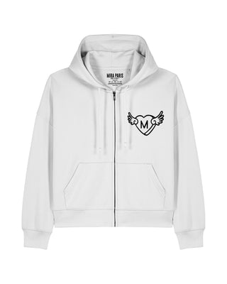 Cropped Hoodie à Zip Brodé "Wings"