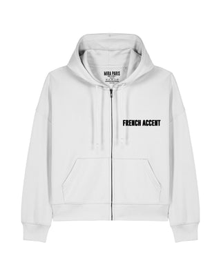 Cropped Hoodie à Zip Brodé "French Accent"