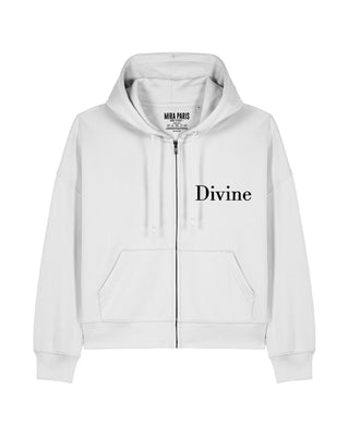 Cropped Hoodie à Zip Brodé "Divine"