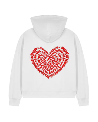 Cropped Hoodie à Zip Brodé "Corazon"