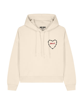 Cropped Hoodie Brodé "Amour"