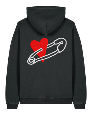 Hoodie Oversize Brodé "Coeur Pins"
