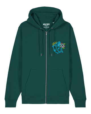 Hoodie à Zip Brodé "Shark"