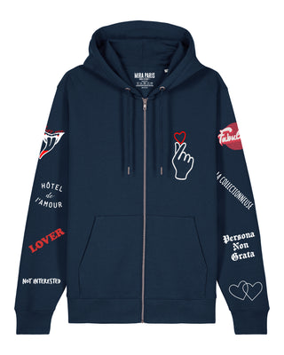 Hoodie à Zip Brodé "Moi Non Plus"