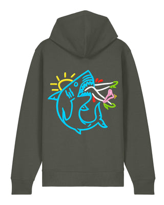 Hoodie à Zip Brodé "Shark"