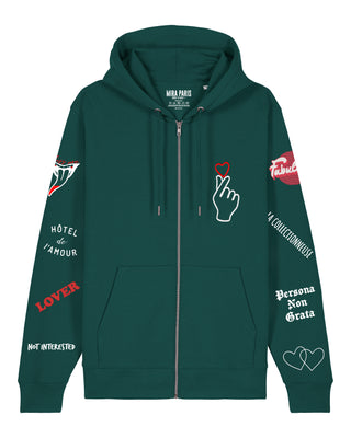 Hoodie à Zip Brodé "Moi Non Plus"