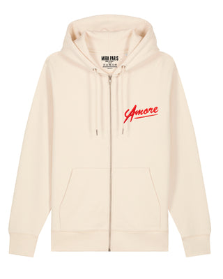 Hoodie à Zip Brodé "Amore"