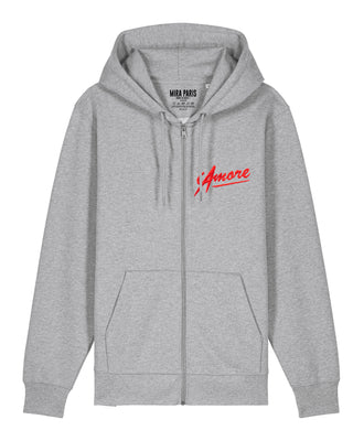 Hoodie à Zip Brodé "Amore"