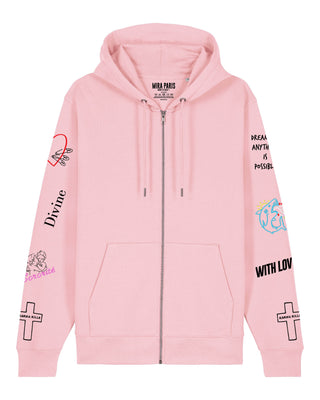Hoodie à Zip Brodé "Be Kind"