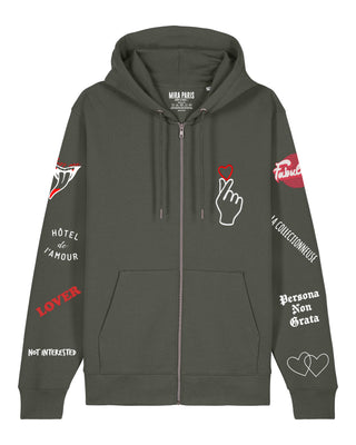 Hoodie à Zip Brodé "Moi Non Plus"