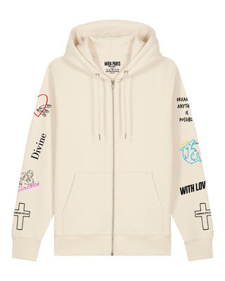 Hoodie à Zip Brodé "Be Kind"