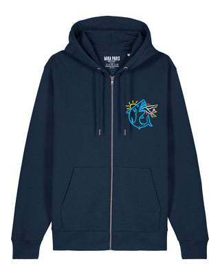 Hoodie à Zip Brodé "Shark"