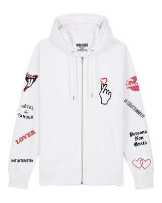 Hoodie à Zip Brodé "Moi Non Plus"