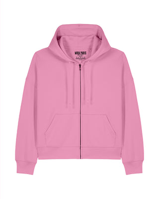 Cropped Hoodie à Zip Brodé "Brute"