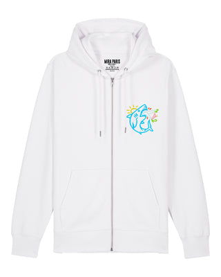 Hoodie à Zip Brodé "Shark"