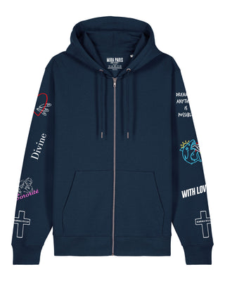 Hoodie à Zip Brodé "Be Kind"