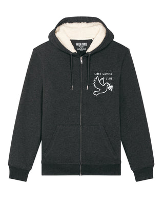 Hoodie Sherpa Brodé "Libre Comme L'Air"