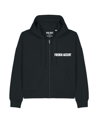 Cropped Hoodie à Zip Brodé "French Accent"