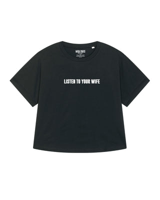 T-shirt Oversize Brodé "Listen To Your Wife"