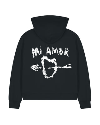 Cropped Hoodie à Zip Brodé "Mi Amor"