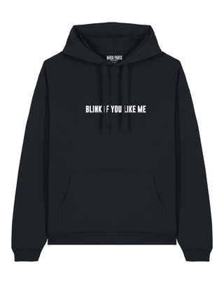 Hoodie Oversize Brodé "Blink If You Like Me"