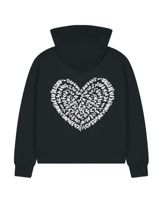 Cropped Hoodie à Zip Brodé "Corazon"