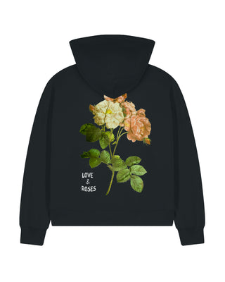 Cropped Hoodie à Zip Brodé "Love & Roses"