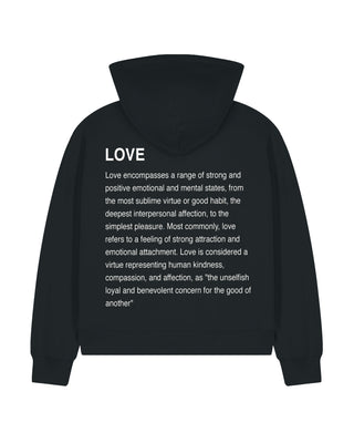 Cropped Hoodie à Zip Brodé "Love Definition"