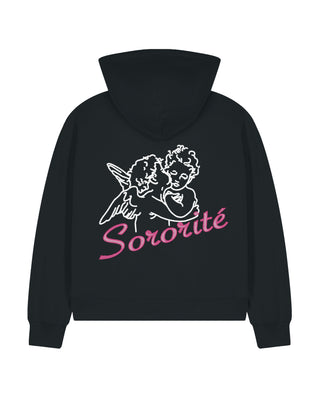 Cropped Hoodie à Zip Brodé "Sororité"