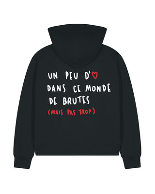 Cropped Hoodie à Zip Brodé "Brute"