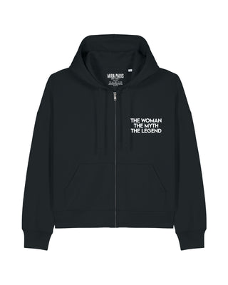 Cropped Hoodie à Zip Brodé "Legend"