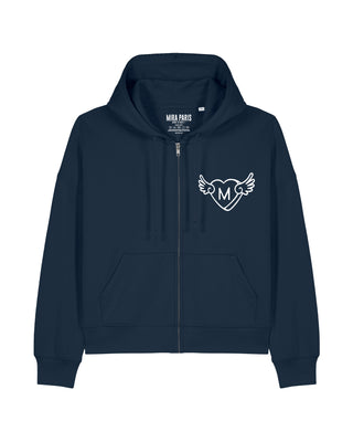 Cropped Hoodie à Zip Brodé "Wings"