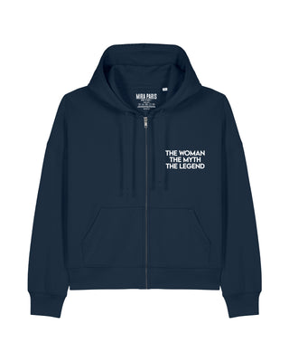 Cropped Hoodie à Zip Brodé "Legend"