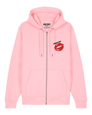 Hoodie à Zip Brodé "French Kiss"