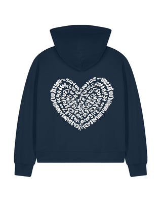 Cropped Hoodie à Zip Brodé "Corazon"