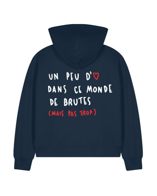 Cropped Hoodie à Zip Brodé "Brute"