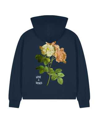 Cropped Hoodie à Zip Brodé "Love & Roses"