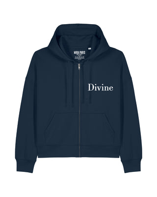 Cropped Hoodie à Zip Brodé "Divine"